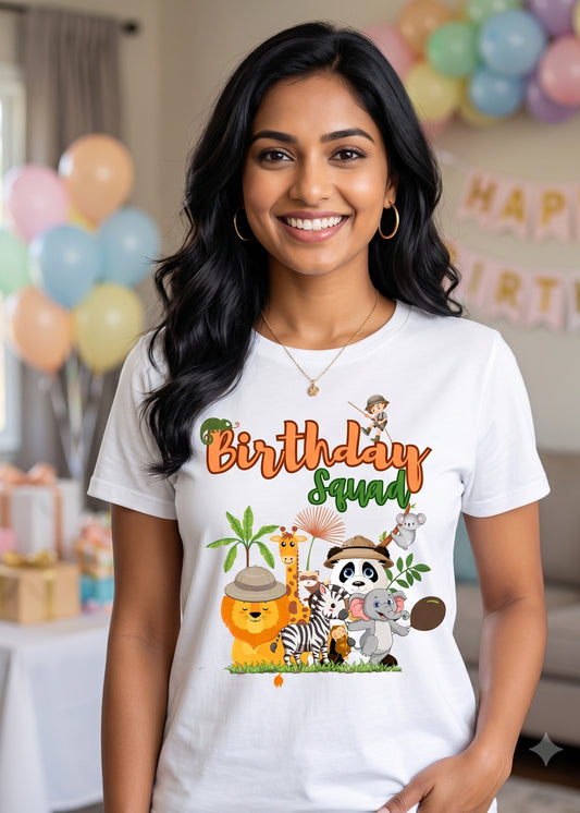 White Jungle Theme Birthday Women Tshirt
