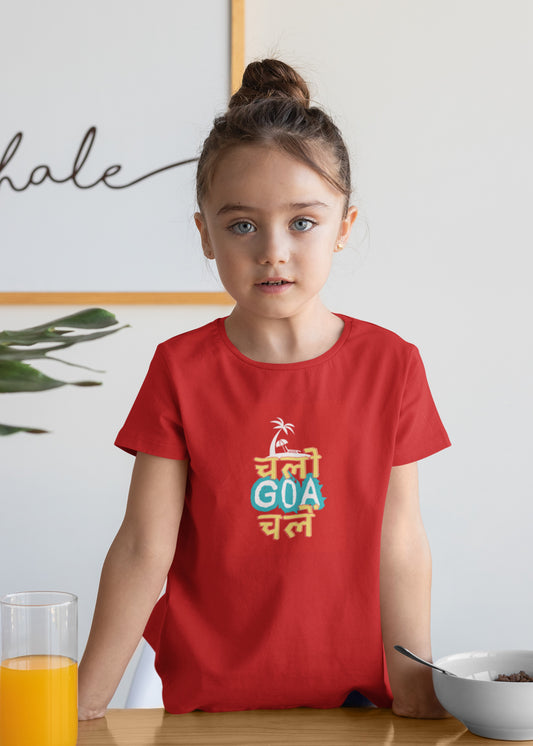 Chalo Goa Chale Red Girls Tshirt