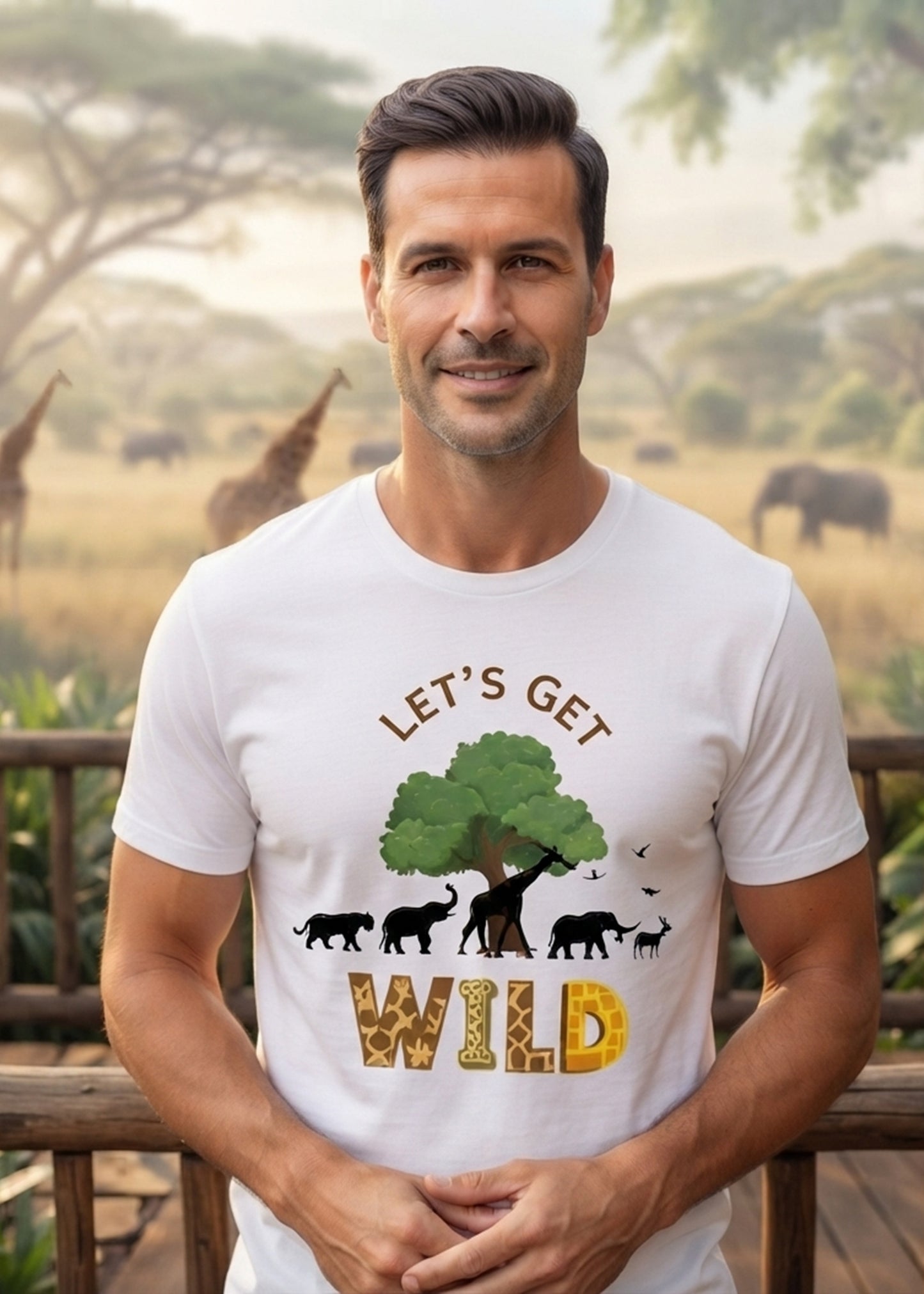 White Lets Get Wild Family Tshirt