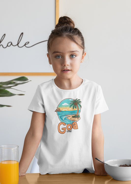 Goa Time White Girls Tshirt