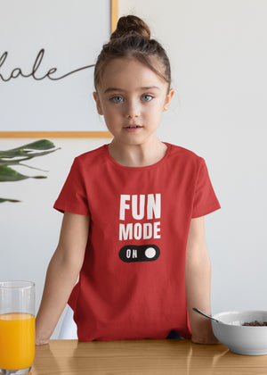 Red Fun Mode on Red FMON Girls Tshirt