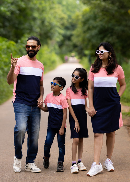 Pink White Tshirt Family Matching Combo