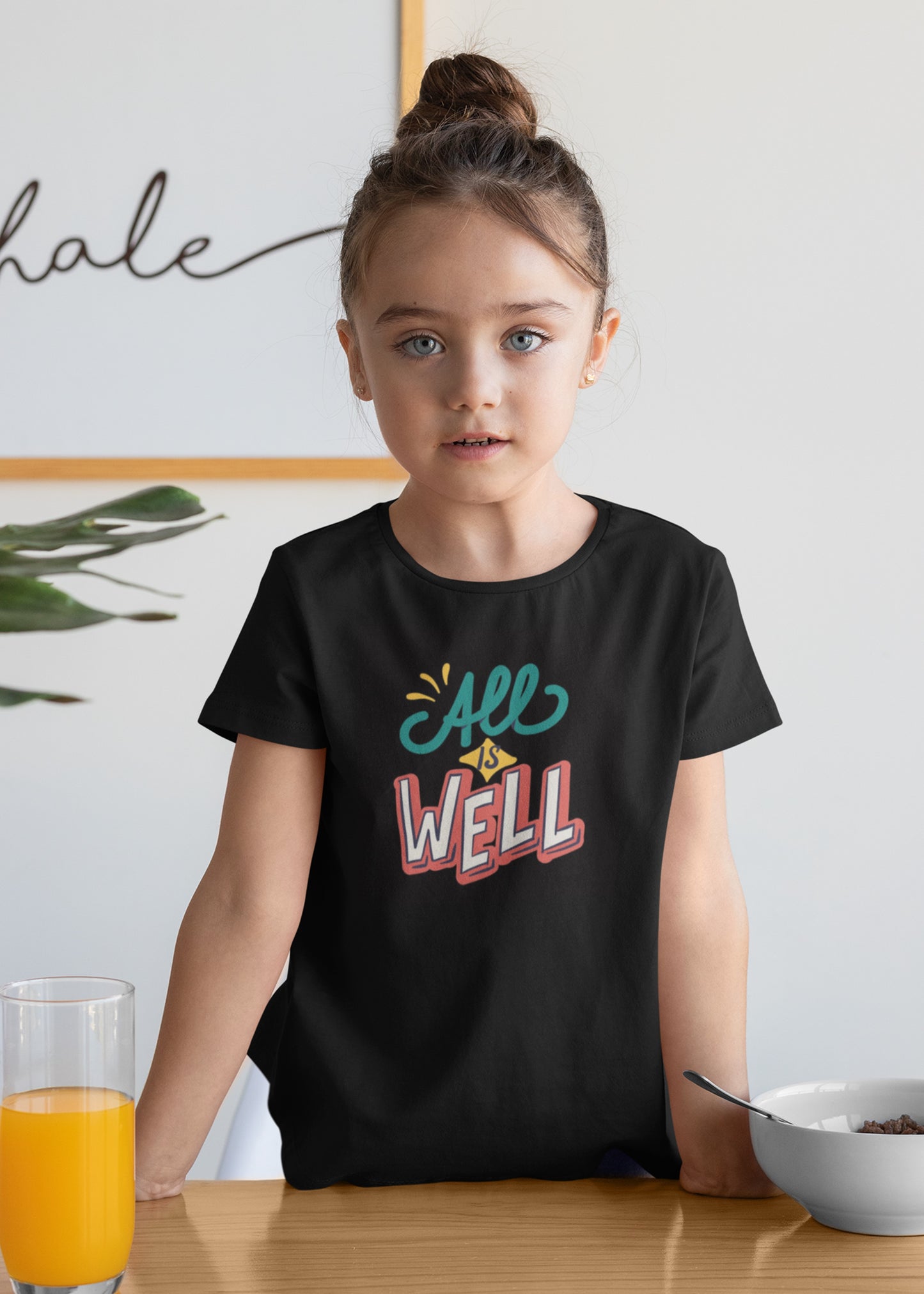 All is Well Black AIWEL Girls Tshirt