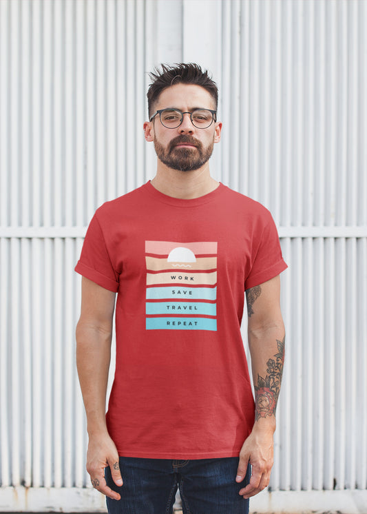 Red Work Save Travel Red WSTR Men Tshirt