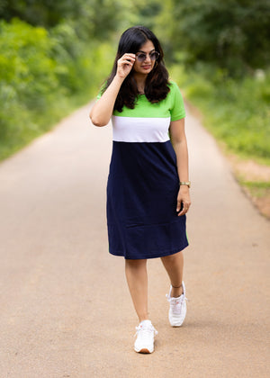 Lime White Women Tshirt Dress