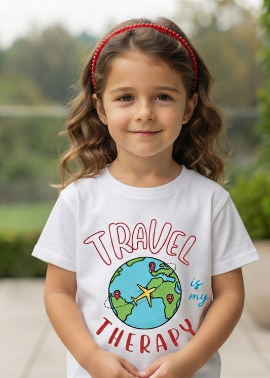 Travel Is My Therapy Girls Tshirt