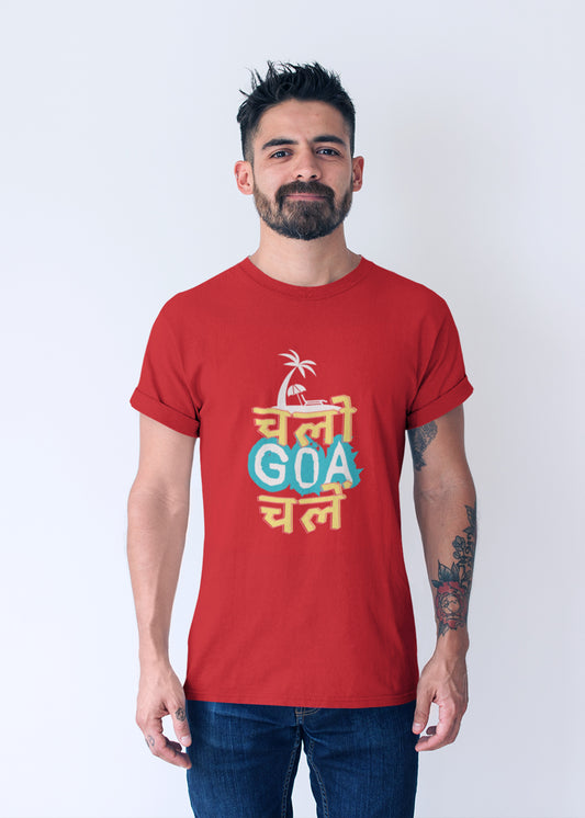 Chalo Goa Chale Red Men Tshirt