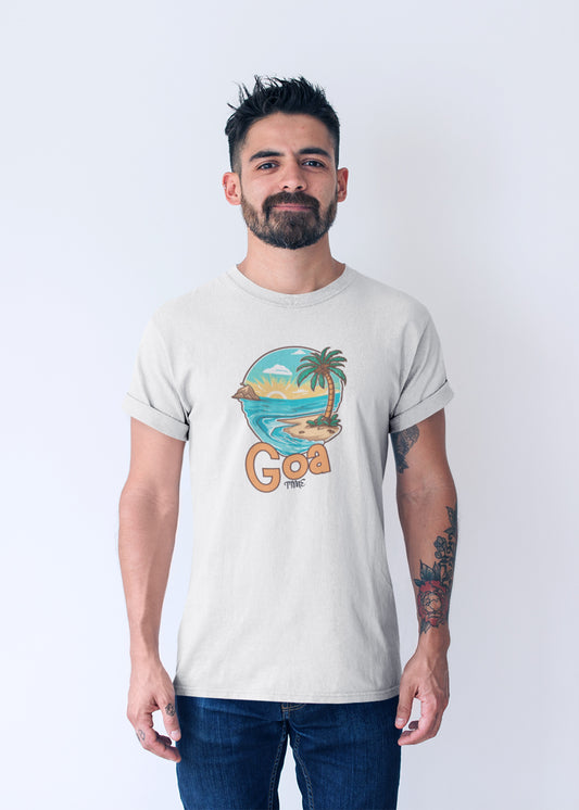 Goa Time White Men Tshirt