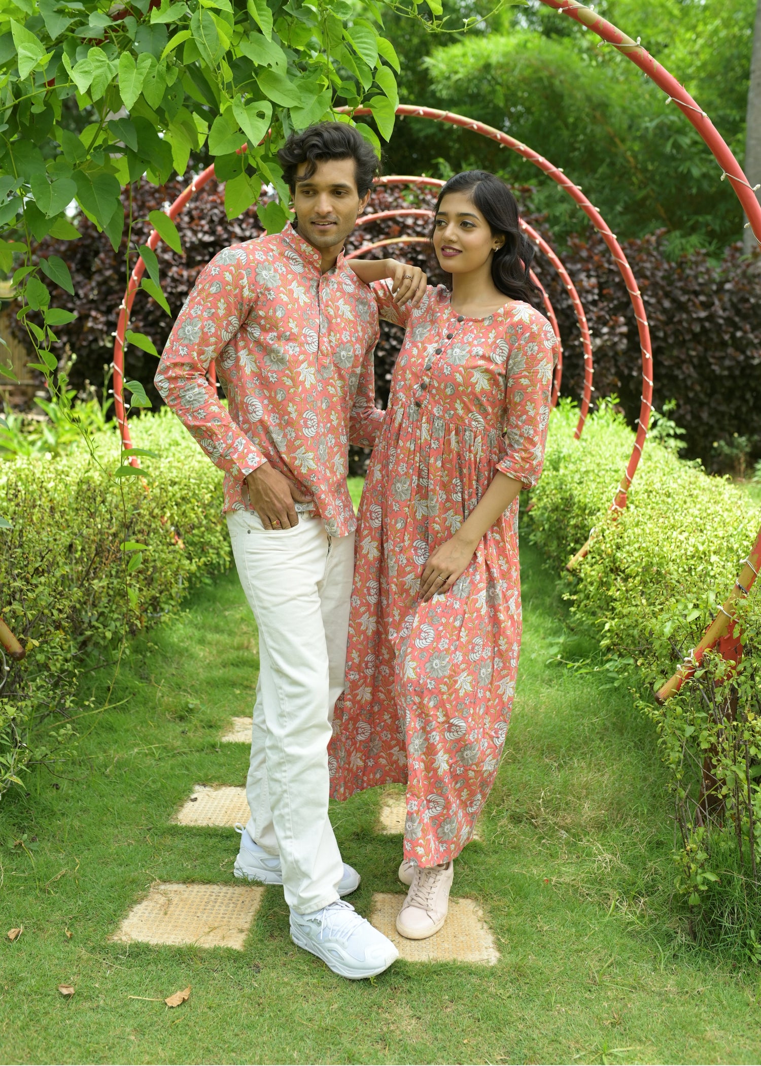 Cotton Couple Matching Combo Dress Cotton Couple Matching Combo Dress