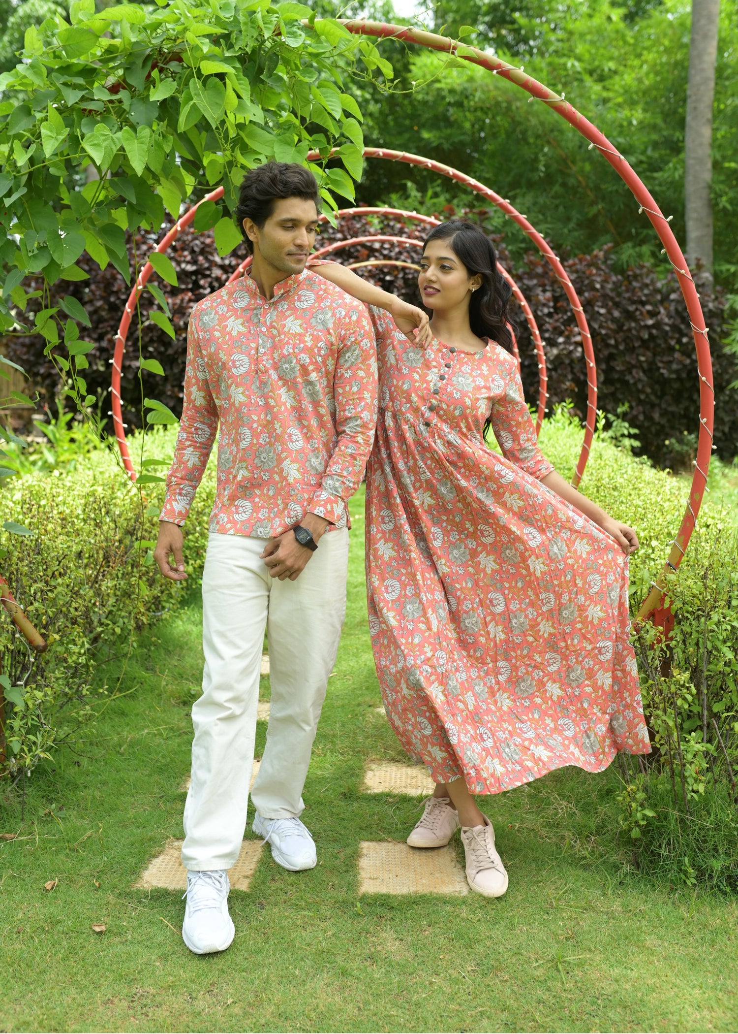 matching dress for couple Cotton Couple Matching Combo Dress