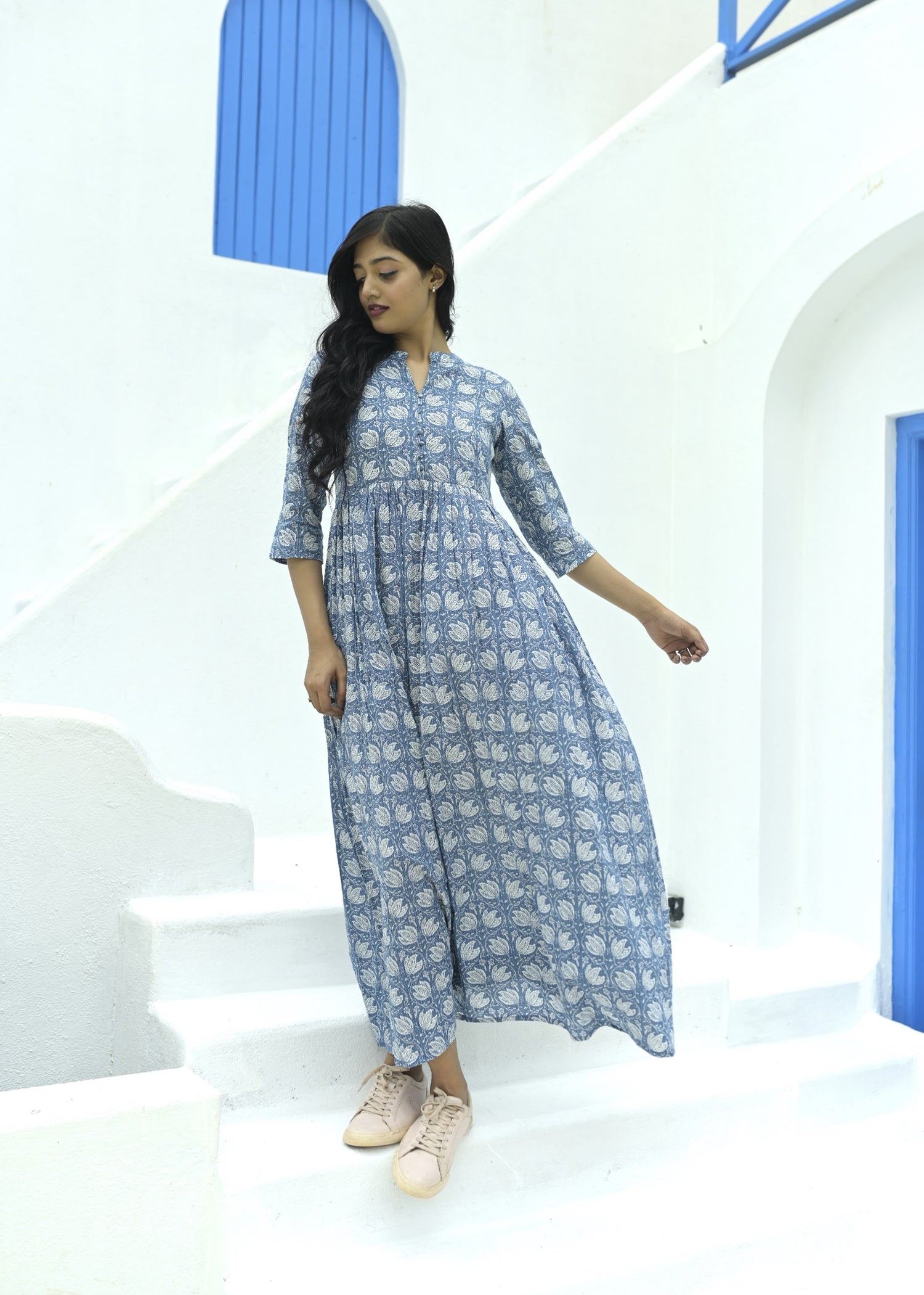 Ambar Katha Cotton Women Gown - Tusok