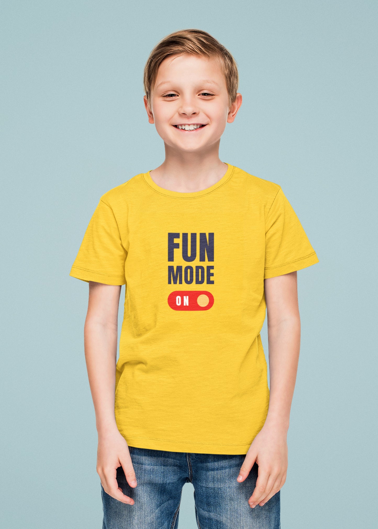 Yellow Fun Mode on Yellow FMON Boys Tshirt