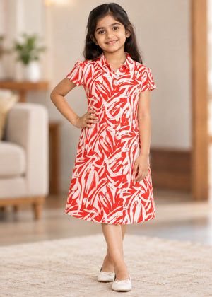 Coral Girls Frock
