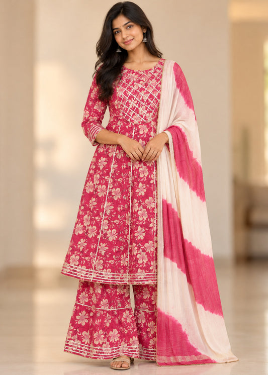 Vatika Women Ethnic Kurti-Sharara set