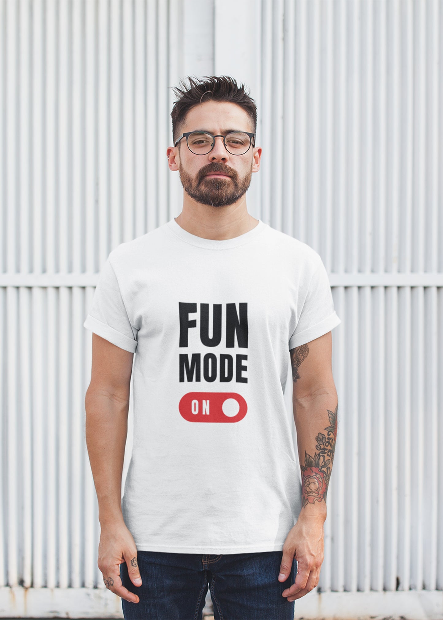 White Fun Mode on White FMON Family Tshirt