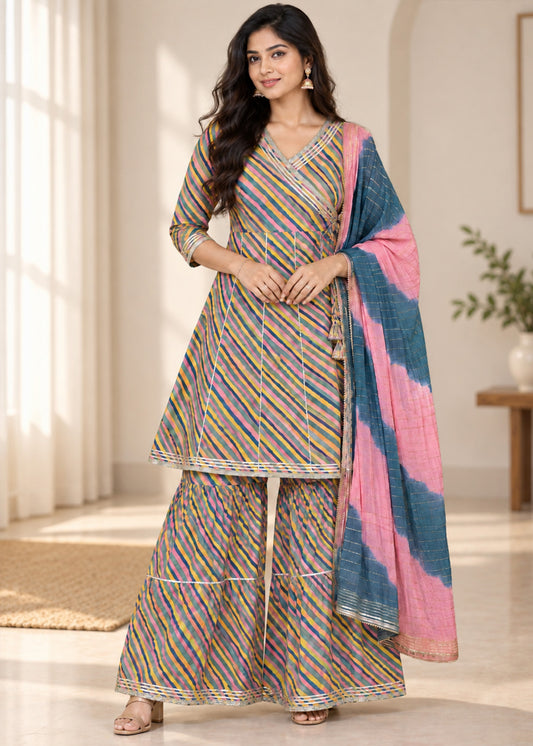 Rangbirangi Women Ethnic Kurti-Sharara set