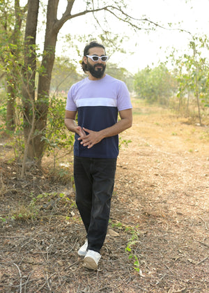 Lavender White Crew Neck Men Tshirt