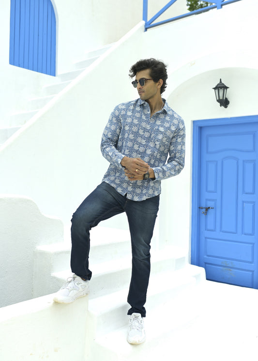 Ambar Katha Cotton Mens Full Shirt - Tusok