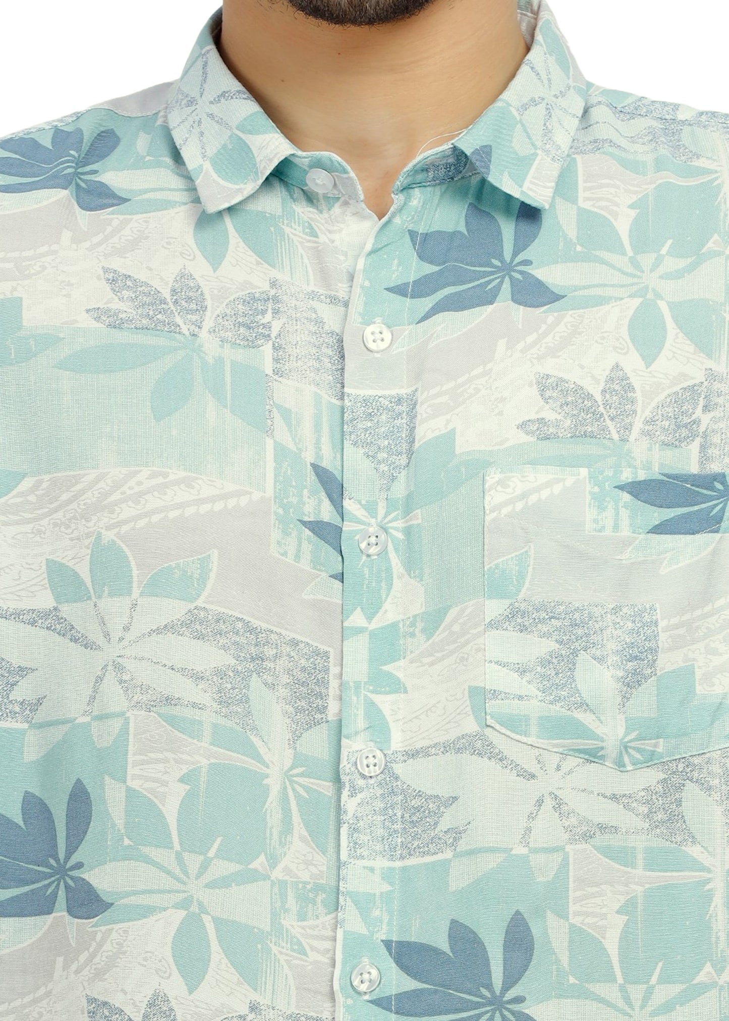 Teal Patch Printed Shirt