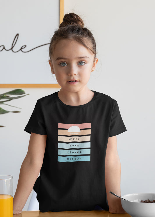 Black Work Save Travel Black WSTR Girls Tshirt