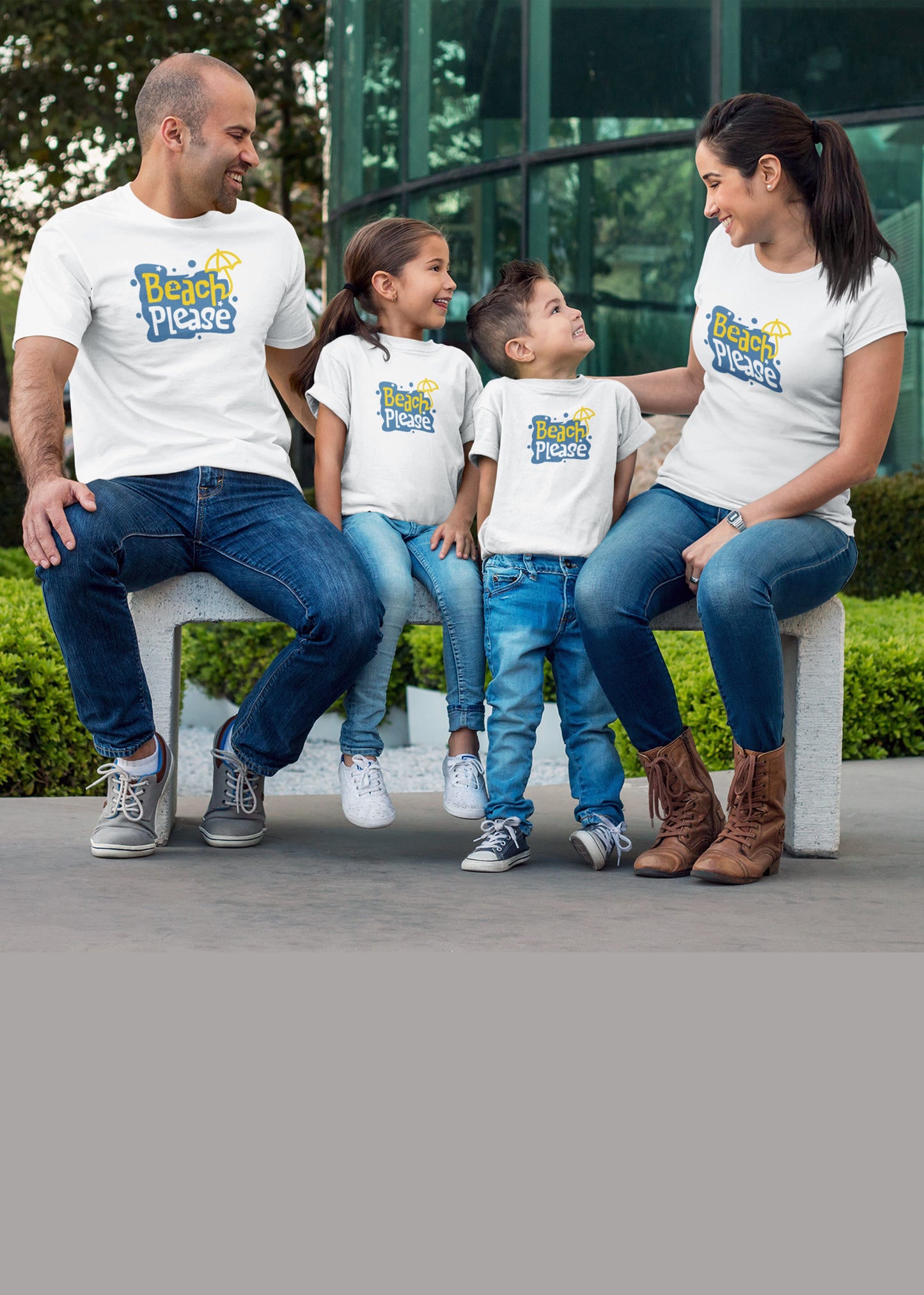 Beach Please White Family Tshirt