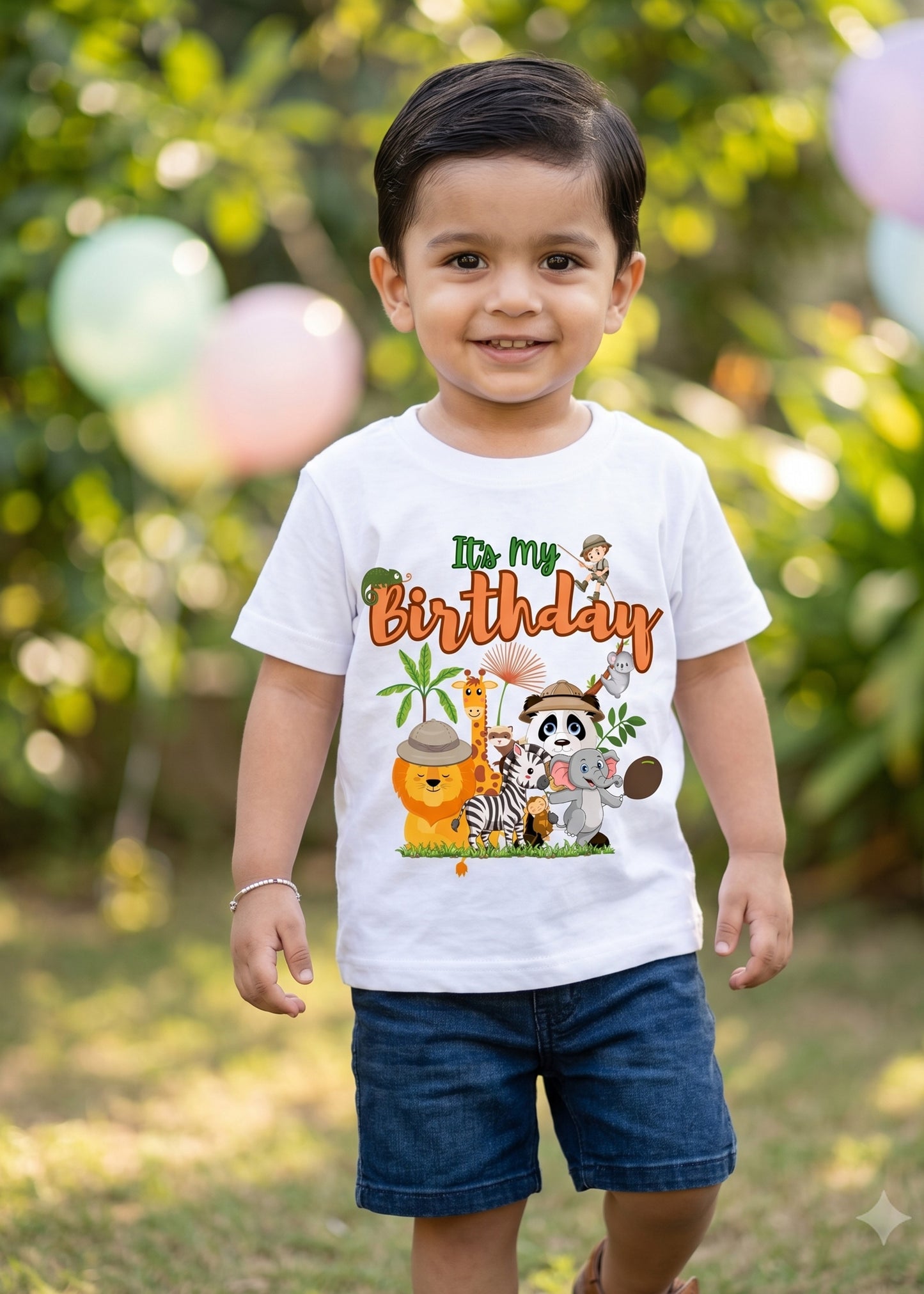 Its My Birthday White Jungle Boys Tshirt