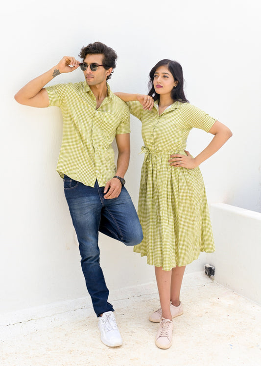 Green-Box Couple Matching Shirt and Dress - Tusok