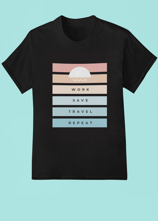 Black Work Save Travel Black WSTR Family Tshirt