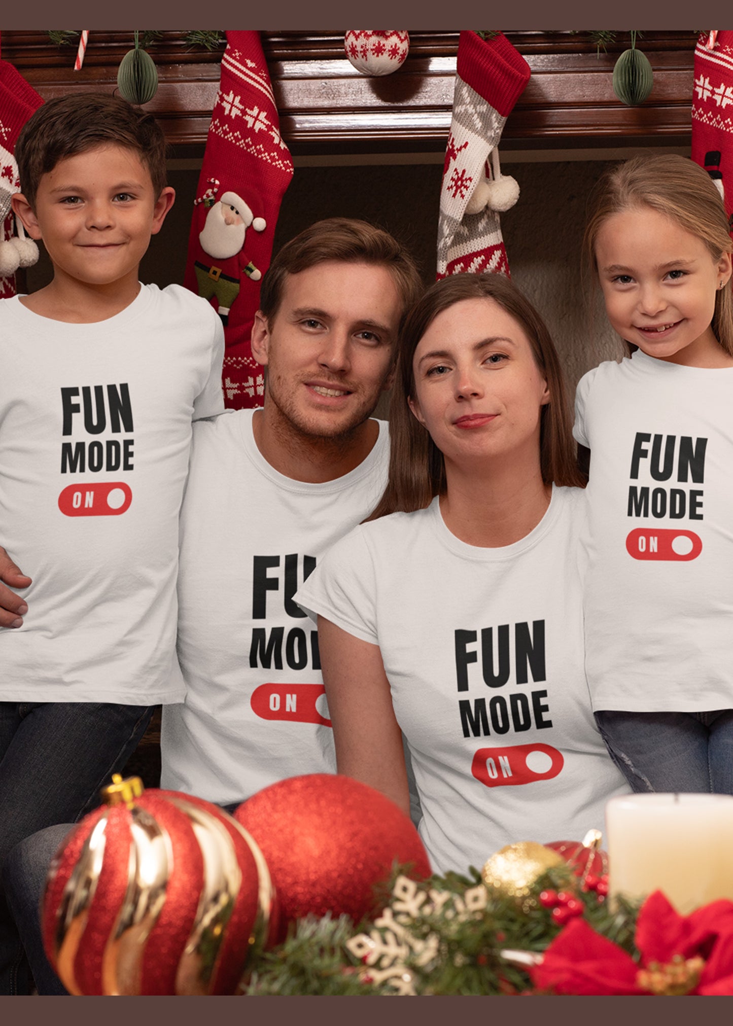 White Fun Mode on White FMON Family Tshirt