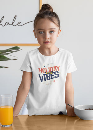 Holiday Vibes White HOVI Girls Tshirt