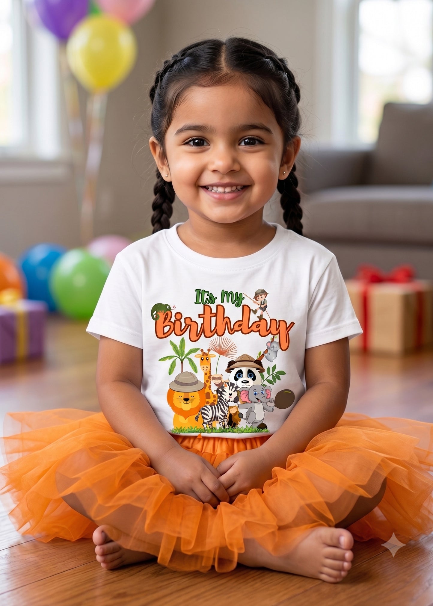 White Jungle Theme Birthday Family Tshirt