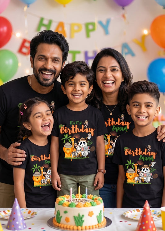 Black Jungle Theme Birthday Family Tshirt