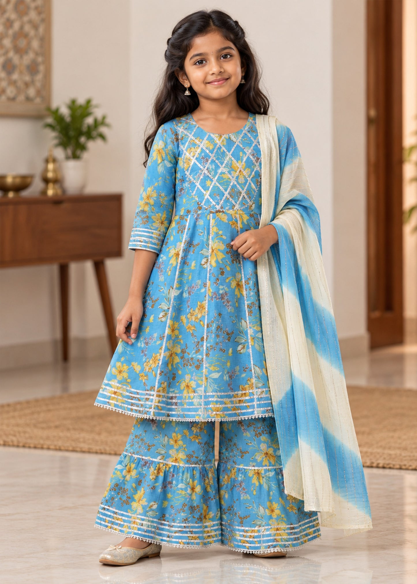 Turin Girls Ethnic Kurti-Sharara set