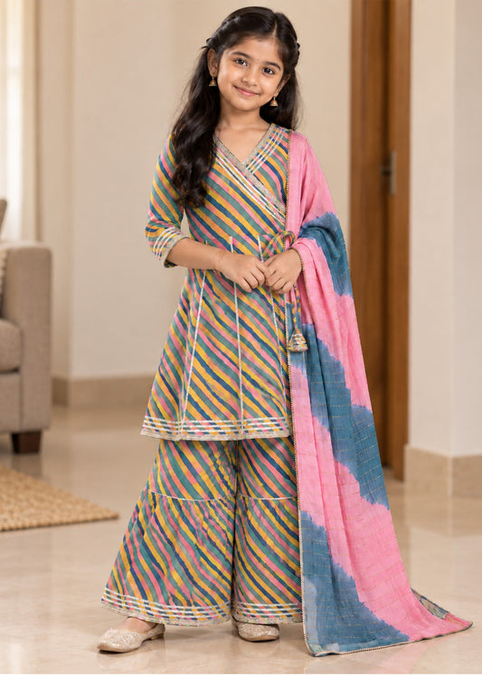 Rangbirangi Girls Ethnic Kurti-Sharara set