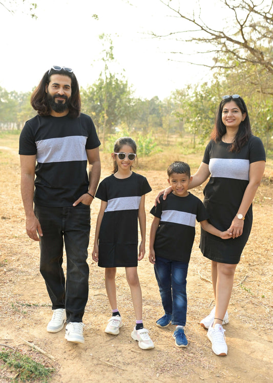 Grey Black Tshirt Family Matching Combo