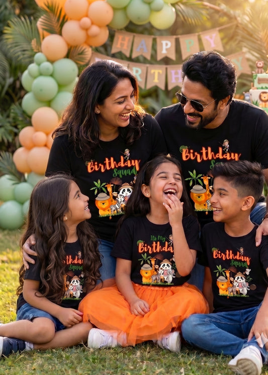 Black Jungle Theme Birthday Family Tshirt