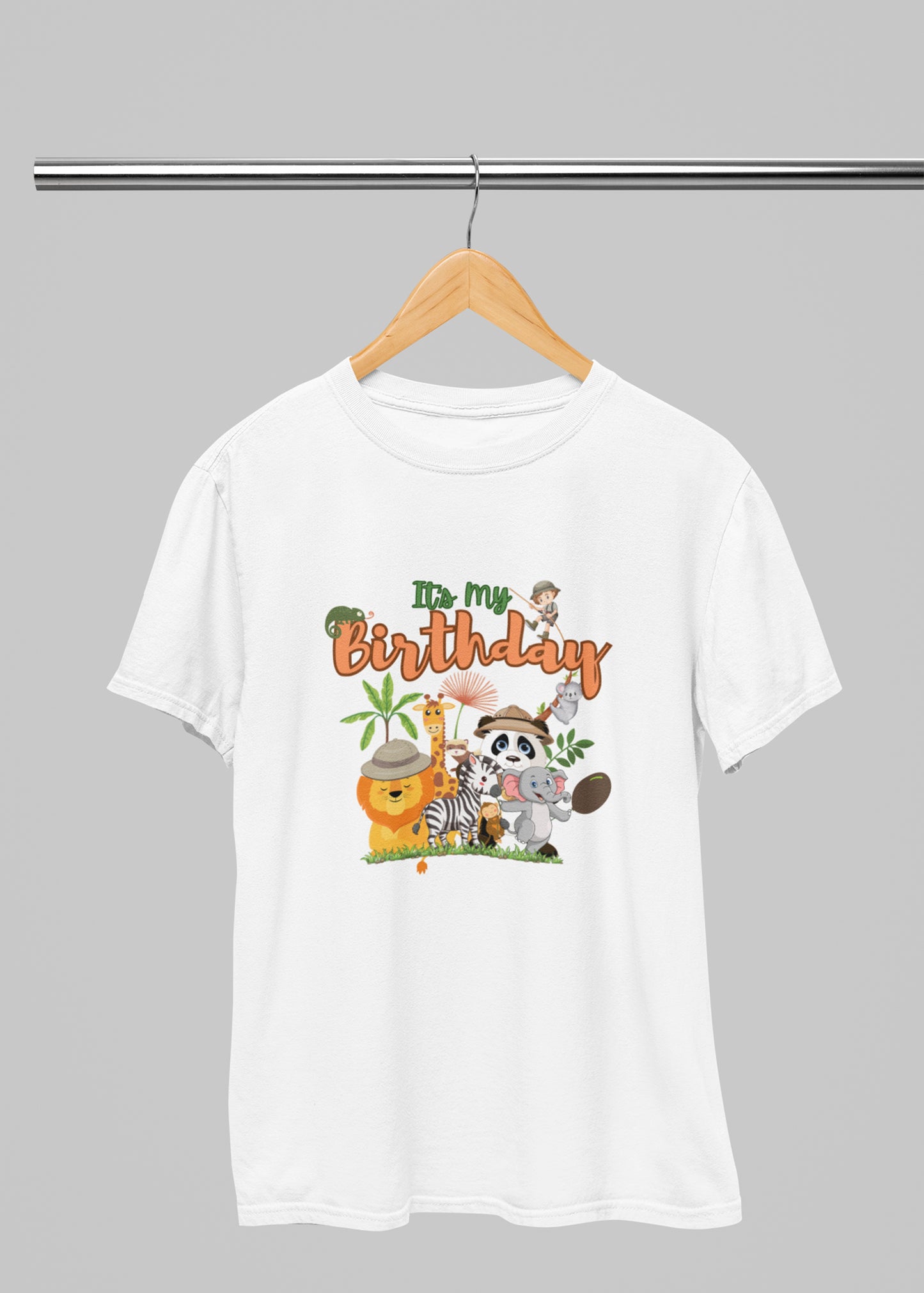White Jungle Theme Birthday Family Tshirt