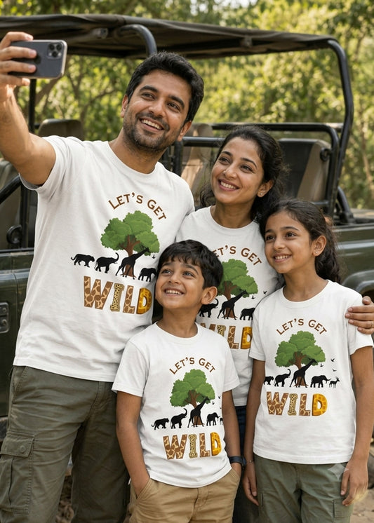 White Lets Get Wild Family Tshirt