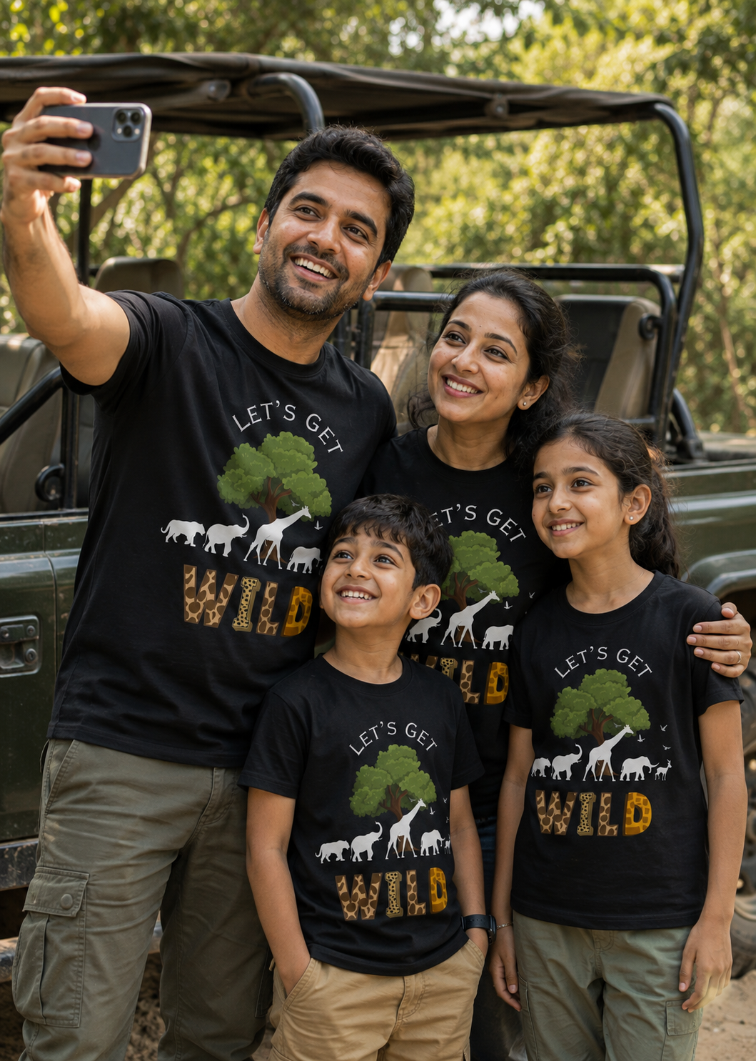 Black Lets Get Wild Family Tshirt