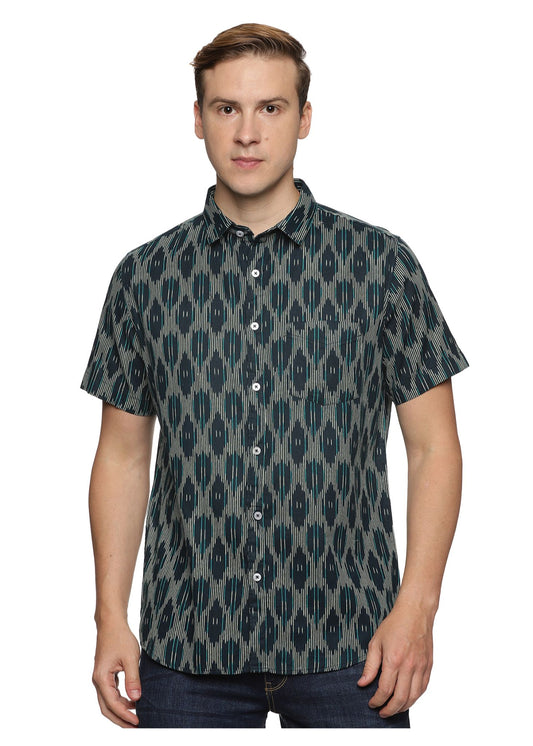 Blue Pixel Printed Shirt - Tusok