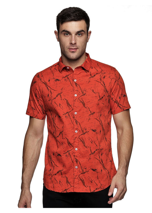 Orange Marbel Printed Shirt - Tusok