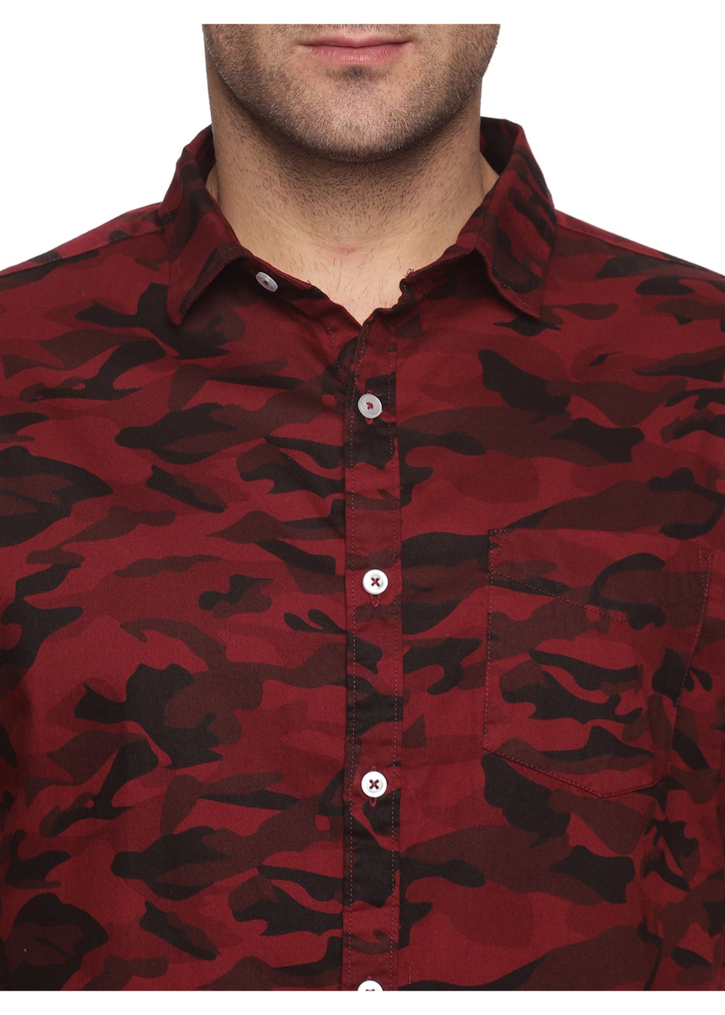 Maroon Camouflage Printed Shirt