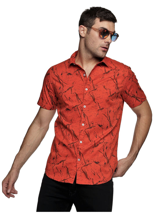 Orange Marbel Printed Shirt - Tusok