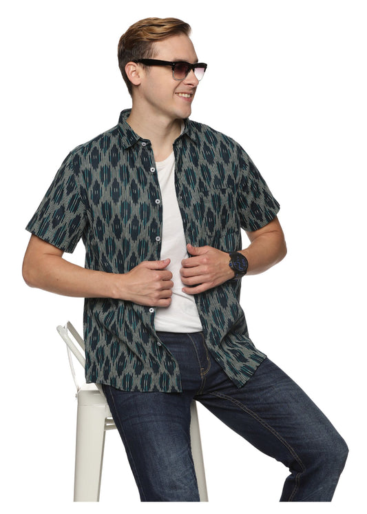 Blue Pixel Printed Shirt - Tusok