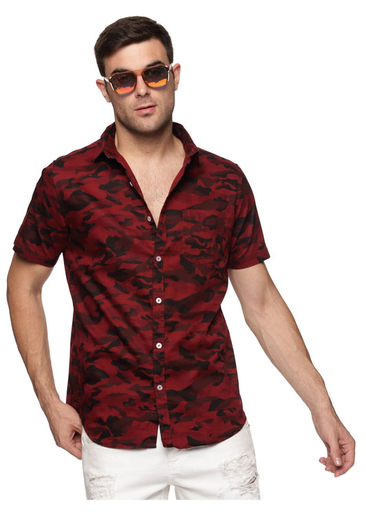 Maroon Camouflage Printed Shirt - Tusok