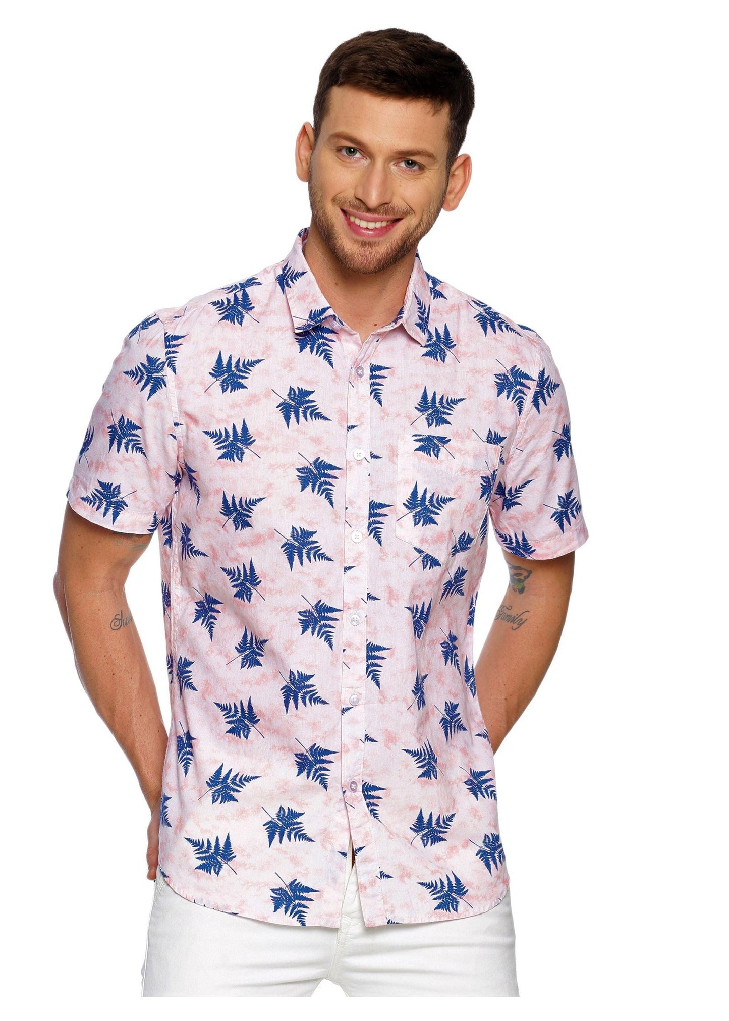 Tusok-leafy-pink-blueVacation-Printed Shirtimage-Pink Aloha (1)