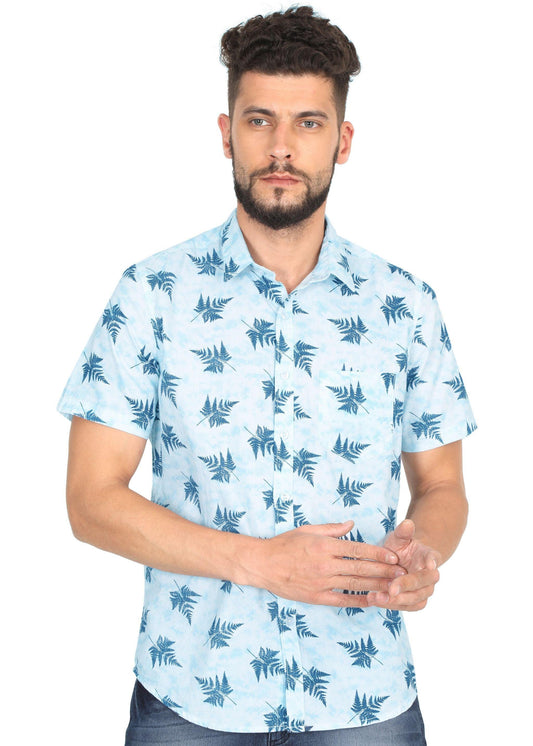 Tusok-leafy-sky-blueVacation-Printed Shirtimage-Firozi Leaf (1)