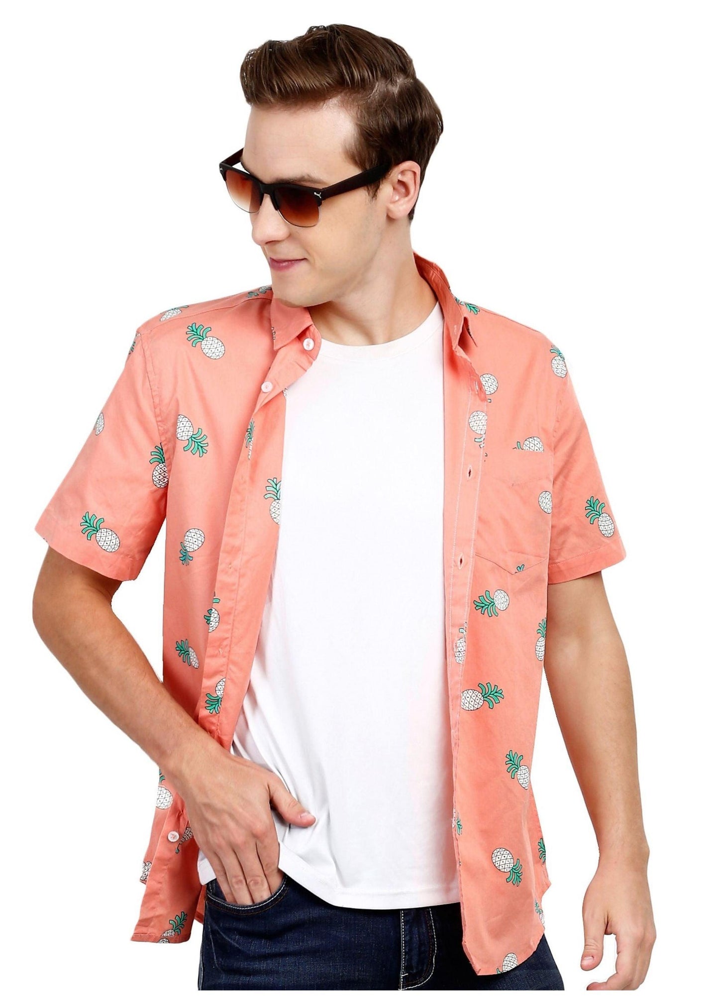 Tusok-pink-pineappleFeatured Shirt, Vacation-Printed Shirtimage-Peach Pineapple (7)