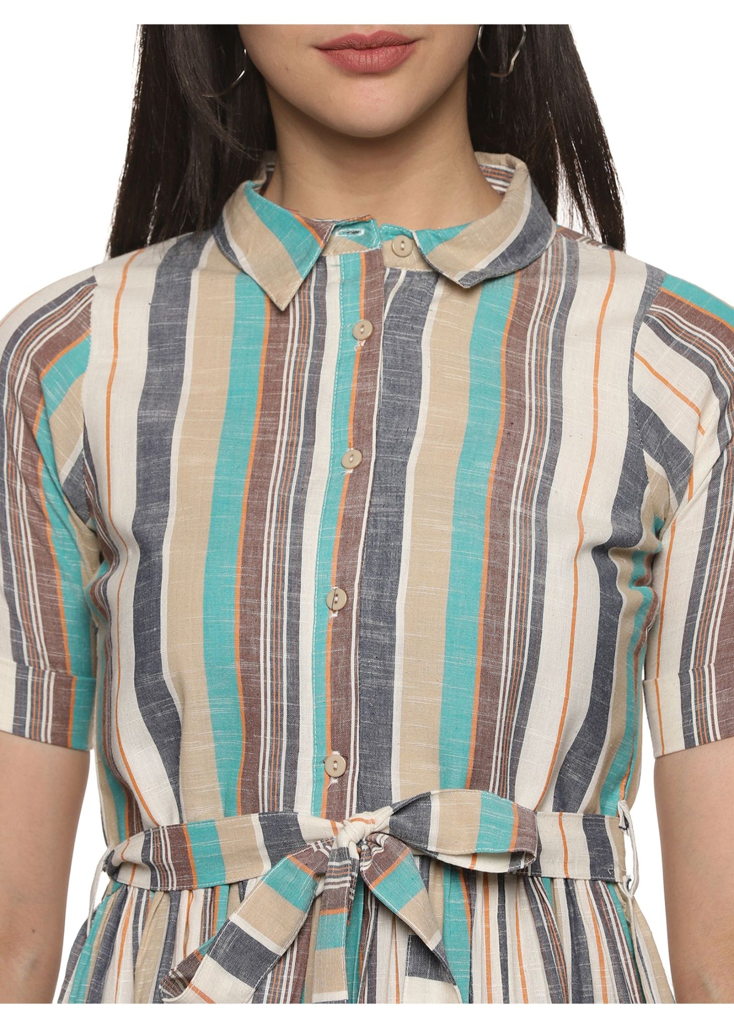 Wafer Cotton Couple Matching Shirt and Dress - Tusok