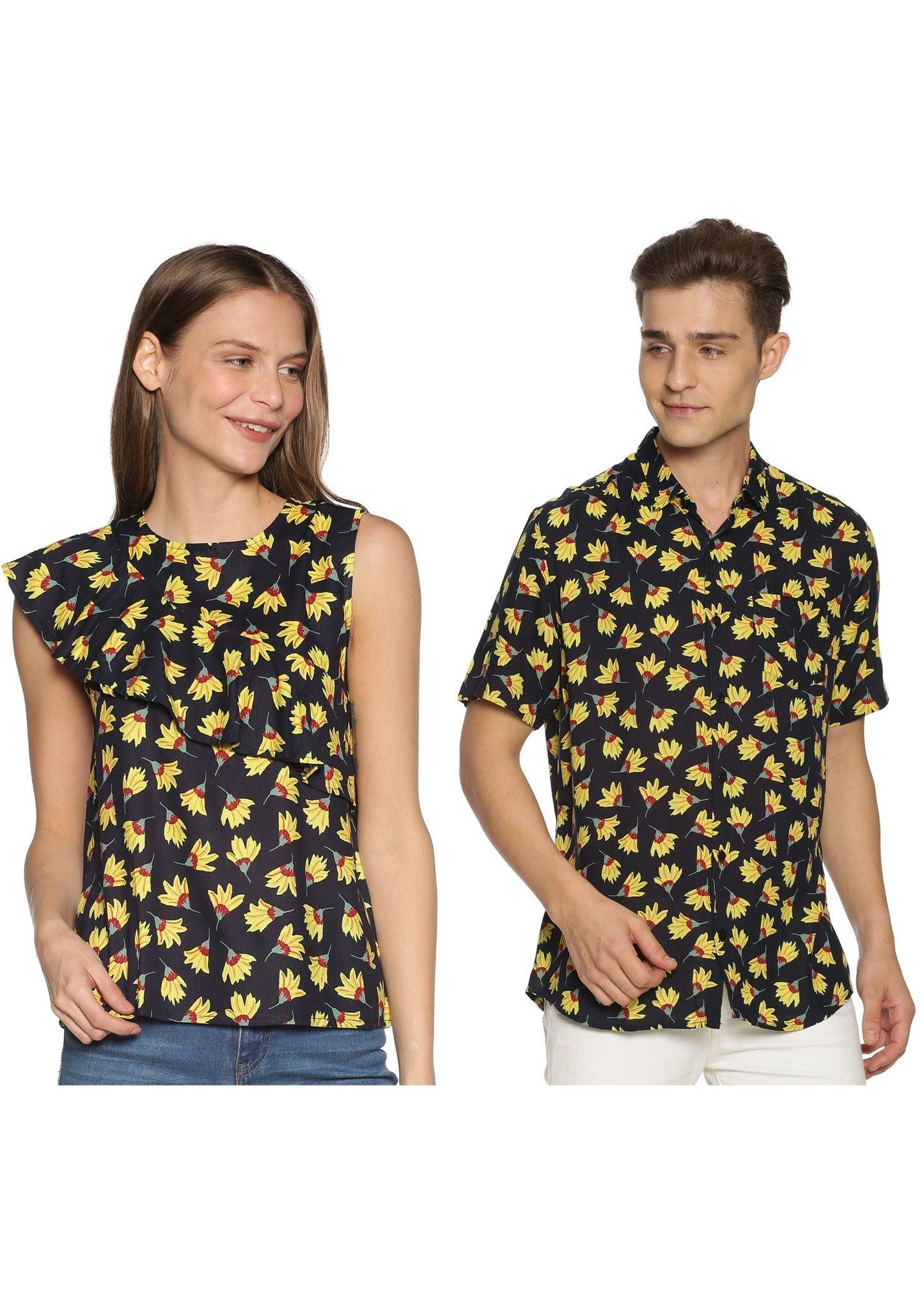 Rayon Shirt Top Combo Twinning Couple Matching Dress